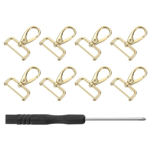 uxcell Swivel Clasps Hook, D Ring Detachable Snap Hardware Metal Lobster Claw Clasp Hook with Screwdriver - color: Gold, size: 15mm(0.59 Inch)