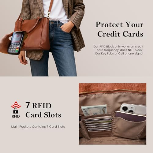 befen Soft Genuine Leather Purses for Women Medium Tote Satchel Handbags | Real Leather, Crossobody Strap, RFID Blocking, Card Slots, Multi-Pocket, Top Handle