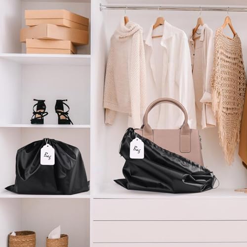 10 Pack Purse Dust Bags Large Silk Drawstring Dust Bag Cover for Handbag Shoe Storage(Black, M-19.6 × 15.7 in) - color: Black-10pcs, style: M-19.6 × 15.7 in