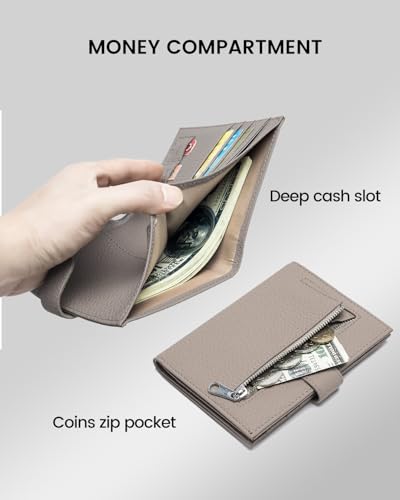 Karmiir RFID Passport Holder Travel Wallet for Women, Leather Passport Cover Wallet with Card Holders SIM Slots,Zippered Coins Pocket and Cash Slot Slim Compact Travel Wallet (Eephant Grey) - color: Elephant Grey