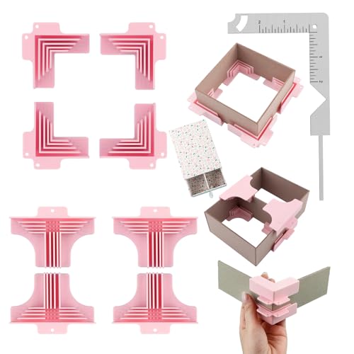 BAOFALI 9Pack Clamps Corner Guides Cartonnage Corner Holding with Metal Bookbinding Cover Tool Corner/Divider Assembly, (3 mm, 2 mm, 1.5 mm, 1 mm) Wide .for Book Covers, Chipboard Boxes, Dioramas - color: 9pcs Box Guide Pink