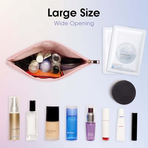 Wandering Nature Makeup Bag Small Cosmetic Bag for Purse 2 Pack Small Make Up Pouch Vegan Leather Cute Travel Pouch with Zipper for Women, Pink - color: Pink1