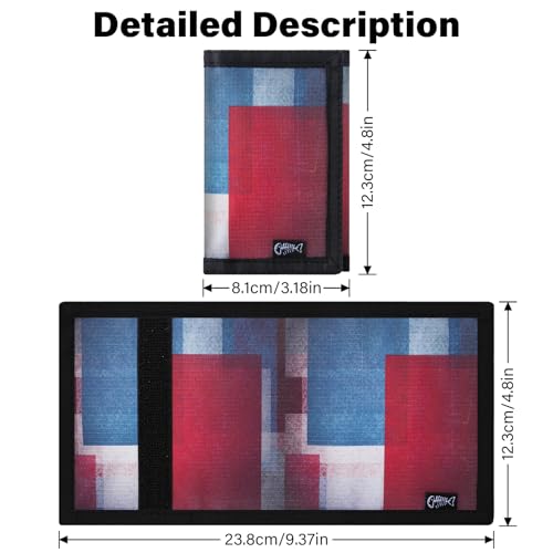 Men’s Nylon Trifold Wallet with 6 Page Wallet Insert, Ultra Thin and Security Wallet with ID Window for Card Cash Holder, Modern Fashion Purse Gifts for Teen Boys Men Women -Block Red&Blue - color: 24017 Block-Red&Blue