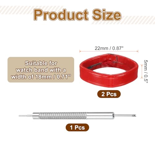 HARFINGTON Leather Watch Band Loops Replacement Watch Band Keeper Watch Strap Holder Retainer Wristwatch Strap Fastener Rings - color: Red, size: 18mm