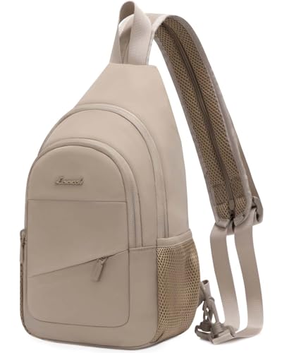 LOVEVOOK Sling Backpack for Women, Convertible Crossbody, Small Diaper Bag, Water-Resistant Hiking Daypack, Travel Shoulder Chest Bag - color: Khaki, size: Small