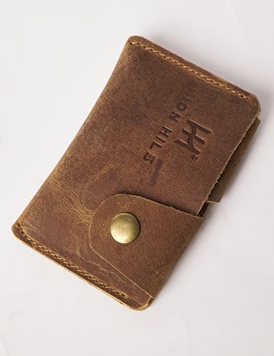 100% Leather Card Holder, Credit Card Wallet, Cardholder Wallet, Minimalist Wallet,Christmas Gift (Antique Brown) - color: Antique Brown