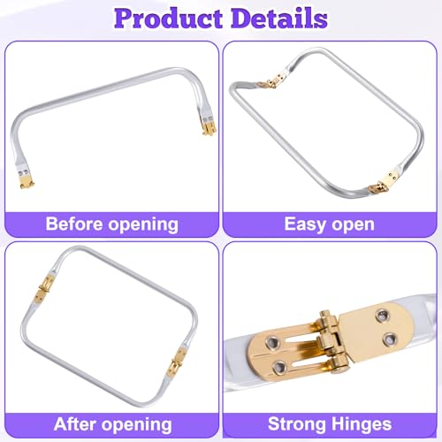 Lekgavd 9.8" Metal Purse Frame, Rectangle Clasp Bag Handle, 1 Set, Silver - color: Silver, 1pcs,9.8"