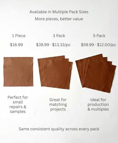 Natural Grain Cow Leathers: 12'' x 12'' Pre-Cut Leather Pieces (Cognac, 3 Pieces) - color: Cognac, size: 3 Pieces
