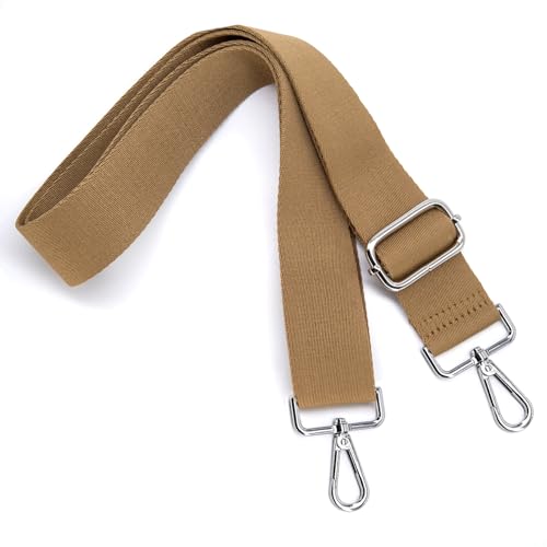 S&loyoe Thickened Solid Color Purse Straps Replacement Crossbody Bag Strap Adjustable Wide Guitar Straps for Handbags 1.5inch - color: Khaki Silver Buckle