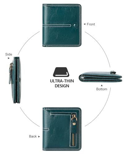 TFKGS rfid wallet women Slim Wallet for Womens wallet small wallets woman Thin Credit Card Holder for women Bifold Compact Pocket Ladies Mini Vegan Leather Blocking Green - color: 2-Dark Green