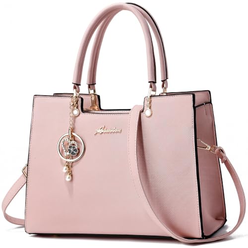 ALARION Purses and Handbags for Women Satchel Purse,PU Leather Tote Bag Crossbody Top Handle Bags with Zipper - color: Xw Light Pink