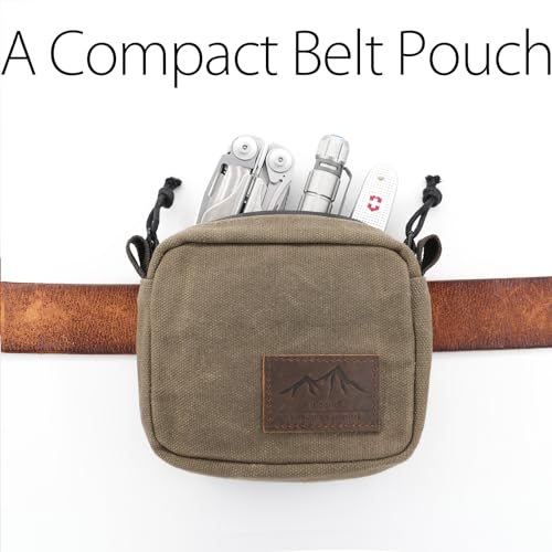 Belt Pouch for Men Women YKK Zippers EDC Pouch, Belt Bag Waist Pack for Hiking, Water Resistant, Waxed Canvas, Olive - color: Olive Small