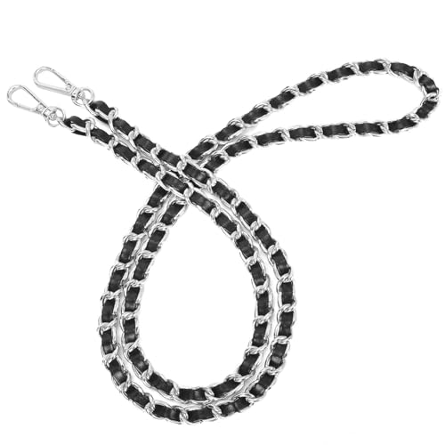 IBWell Metal Chain Strap, 51" Purse Straps Replacement, DIY Purse Chain Accessories - color: Black-silver Metal