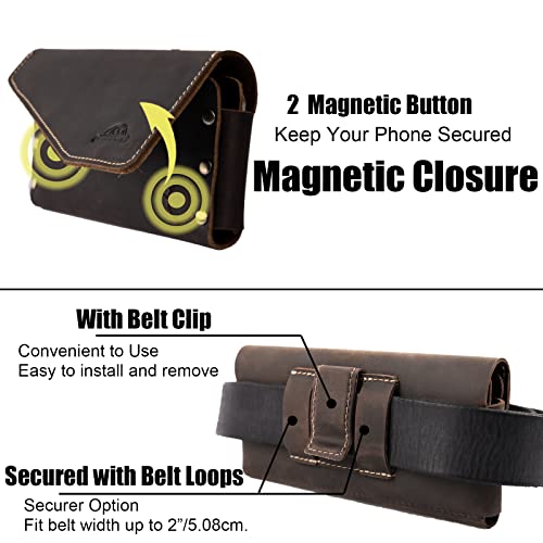 Topstache Belt Clip Leather Phone Holster with Card Holder for iPhone 17/16 Pro Max - Leather Belt Holder for Galaxy S25/S24 Ultra - Cell Phone Case Fit with Protective Case, XL,Darkbrown - color: Belt Clip-Darkbrown, size: X-Large