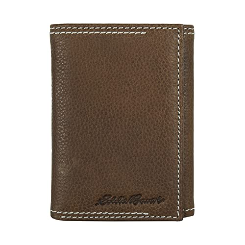 Eddie Bauer Men Signature Trifold Wallet - color: Top Stitch Leather - Tan