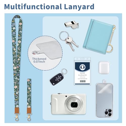 Floral Lanyard Wallet with Id Badge Holder Keychain for Card Women - color: Floral Elegant
