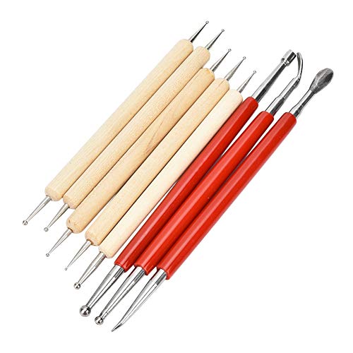 Embossing Tools for Metal Craft,Leather Tracing Tool,Leather Carving Tools,Leather Embossing Tools 8Pcs DIY Handmade Leather Craft Carving Tool Spoon Double Head Point Drill Pen Kit Set