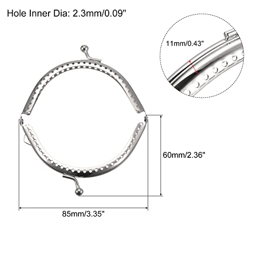 uxcell Metal Purse Frames - 3.35" 6Pcs Kiss Lock Clasp Frame Arch Embossed Clutch Frame Handles for Coin Purse Sewing Bag Making DIY Craft, Silver Tone - size: 3.35"