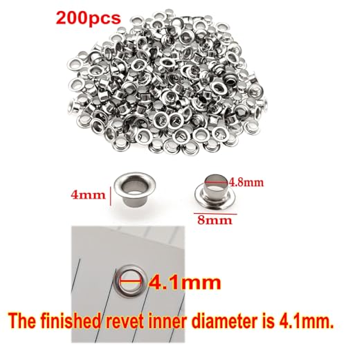 JZK Heavy Duty 5mm Single Hole Punch and Eyelet riveting Pliers Set with 200 Silver Rivet for Paper Cardboard Leather Belt Cloth Thin Plastic, Metal Stud Punch kit Hole Puncher Tool