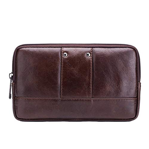 Leather Phone Belt Bag Holster Pouch for Men Loop Flip Coin Purse Case Cell Phone Waist Pack Pouch Case - color: #01brown