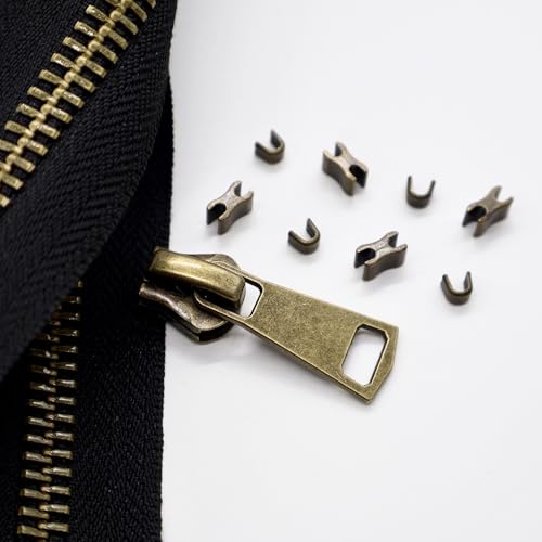 #8 Heavy Duty Metal Zipper by the Yard 3 Yards with 5 Sliders 10 Top Stops and 5 Bottom Stops for Tents Backpacks Outdoor Gear Cushion Covers DIY Pouches and Home Decor(Black/Copper Teeth) - color: Black/Copper Teeth