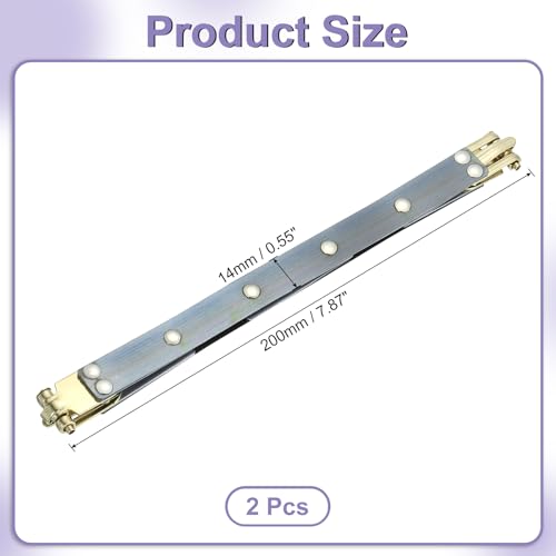 uxcell Metal Internal Flex Frames, 2 Pcs 7.87" x 0.55" Flex Frame Kiss Lock Clasp, Handbag Frame Hardware Accessories Bag Clip for DIY Clutch Coin Purse Handmade Sewing Making Craft - size: 7.87" x 0.55"