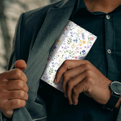 Checkbook Cover for Personal Checkbook, Cute Pu Leather Check Book for Women & Men, Slim Checkbook Holder with Pen Holder and Built-in Clear Plastic Divider, Dragonfly Meadow - color: Dragonfly Meadow