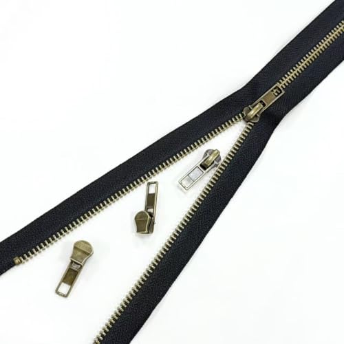 #5 Heavy Duty Metal Zipper 5 Pieces 1 Yard Long Each(Black/Copper Teeth) - color: Black/Copper Teeth