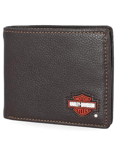 Harley-Davidson Men's Genuine Leather Rfid Blocking Wallet - color: Brown (Rubber Patch Passcase)