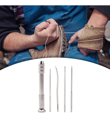 5PCS Sewing Needle Set, Heavy Duty Interchangeable Hand Sewing Needles for Leather Canvas Shoe Repair Upholstery Tent DIY Sewing Kit
