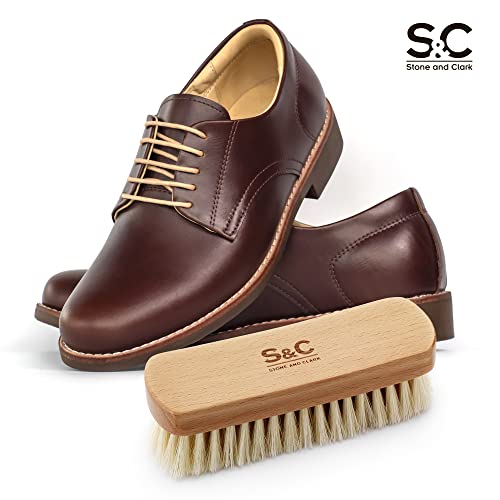 Premium Beige Horse Hair Brush - Horse Hair Shoe Brushes for Polishing, Cleaning & Buffing Leather Shoes - Boot Brush with Soft Bristles, Comfy Grip - Shoe Polish Brush Made of Beech Wood - color: Natural White
