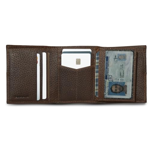 Eddie Bauer Men Signature Trifold Wallet - color: Rugged Leather - Brown
