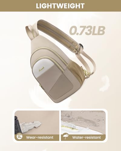 LOVEVOOK Sling Backpack for Women, Convertible Crossbody, Small Diaper Bag, Water-Resistant Hiking Daypack, Travel Shoulder Chest Bag - color: Beige, size: Small