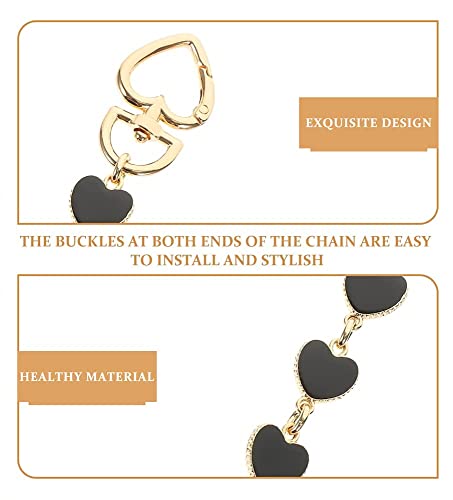 SONGKISSZQ Purse Strap Extender,Bag Extender Chain,Purse Chain Extender for Purse Handbags Shoulder Bag (Black Heart) - color: Black Heart