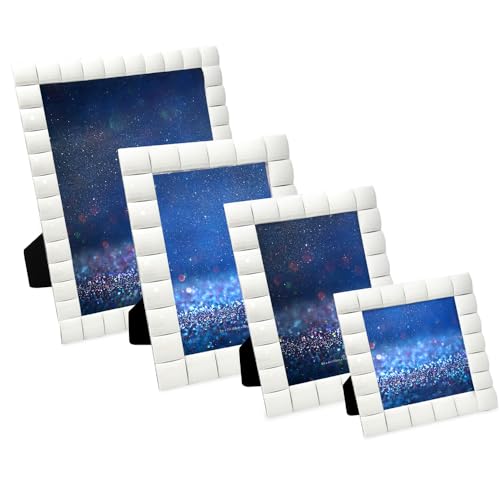 Isaac Jacobs Decorative Sparkling Jewel Picture Frame (4x4, White) | Jewel Picture Frame, Photo Display & Home Decor Two-way easel for vertical or horizontal display. Does NOT hang on wall - color: White, size: 4x4