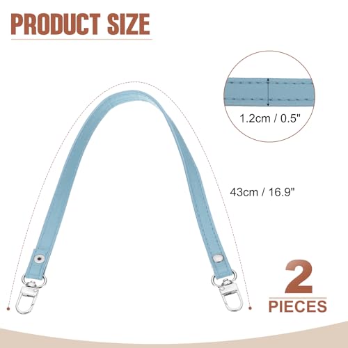 PATIKIL Leather Purse Handle Strap, 2 Pcs 17 Inch Leather Purse Strap Replacement DIY Women Clutch Bag Handbag Top Handle Strap Repair Accessories, Blue - color: Blue, size: 17 Inch