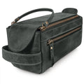 Premium Handmade Leather Toiletry Bags for Men and Women, Genuine Leather Dopp Kit and Shaving Bag for Men, Travel Cosmetic Bag for Women's and Men's, Zipper Pocket, Black - color: Distressed Black (Large)