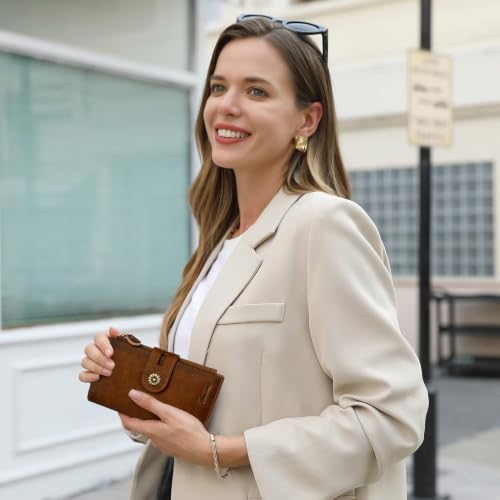 Full Real Leather Trifold Wallet for Women With RFID Blocking - color: a1-brown