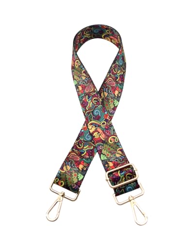 Embroidered Purse Straps Replacement Crossbody Wide Adjustable Bag Straps | Thick Purse Strap for Crossbody Bags,Extra Long Strap,Cross Body Straps for Handbags,Bag Straps for Tote Bags,Shoulder Straps - color: Green Red 2