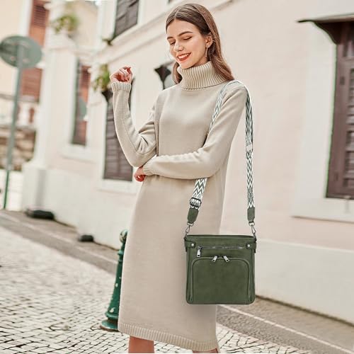 TANTOMI Crossbody Bags for Women Purses for Women Trendy Leather Shoulder Handbags Travel Purse with 6 Card Slots - color: Dark Green