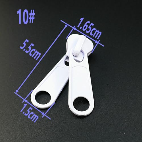 #10 White Resin Plastic Zipper Pulls Sliders for Tent Gazebo Quilt Jacket | Leekayer 10PCSReversible Pulls forLarge Double Sided Zipper Pulls Sliders Bulk(White)Metal Slider for Zipper Repair - color: White, size: #10-Reversible Pulls