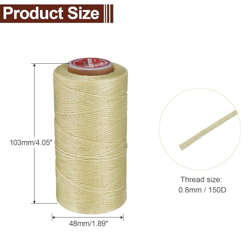 uxcell Flat Leather Sewing Waxed Thread, 270m / 295 Yards Polyester Wax String, 150D Wax Stitching Cord for Leather Crafts, Bookbinding, Bracelets Braided, Apricot - color: Apricot