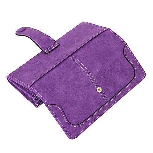 Women's Vegan Leather 17 Card Slots Card Holder Long Big Bifold Wallet - color: Purple