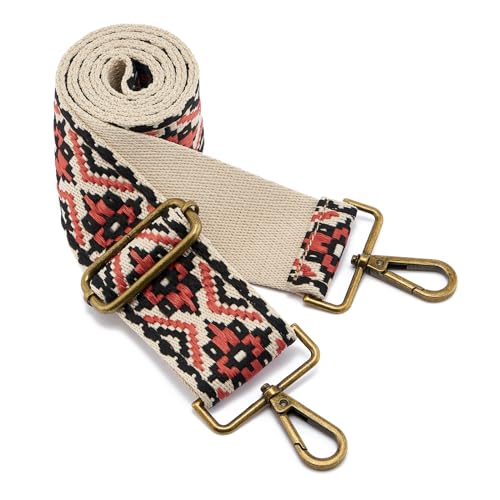 ZOOEASS Bronze Buckles Purse Strap, 2" Wide Crossbody Handbag Strap Adjustable Replacement Shoulder Strap Vintage Embroidery - color: 5cm-color4