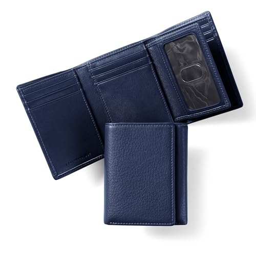 Navy Blue Men's Trifold Wallet with Removable Card Holder - Navy Blue - color: Navy Blue, size: with Card Wallet