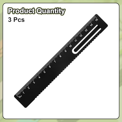 HARFINGTON 3pcs Straight Ruler 15cm Metric Metal Aluminum Alloy Measuring Bookmark Clip Ruler Scale Tool for Measure Study Reading Classroom Office, Black - color: Black, size: 15cm