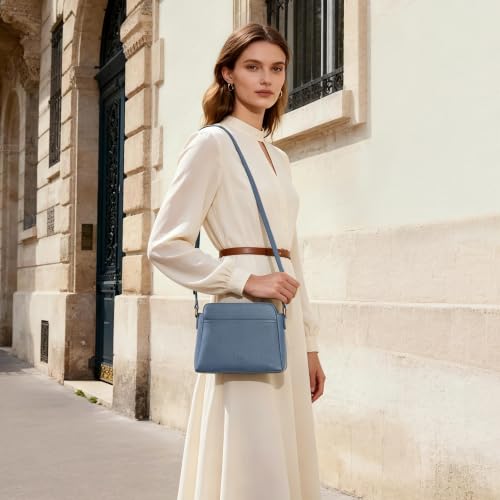 befen Anti-theft Crossbody Bag for Women Genuine Leather, Small Cross Body Shoulder Handbags with RFID Card Slots - color: Blue