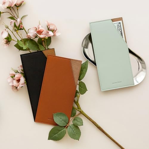 PU Leather Card and Cash Envelope for Travel and Budgeting - Brown | Reusable Money Holder, Stylish Leather Money Envelope - color: Brown
