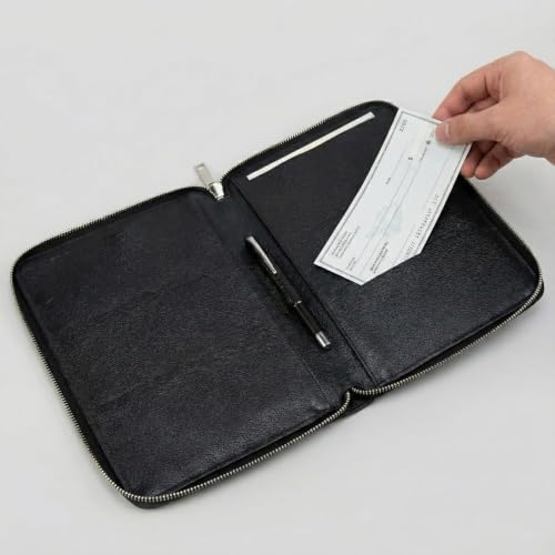 Full Grain Leather Checkbook Cover for Multiple Check Books - Checkbook Organizer for Up to 6 Books With Duplicate Checks - Checkbook Holder for Women and Men - Gift for Loved Ones - color: Black