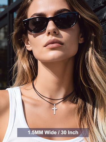 Bandmax Men Leather Necklace, Adjustable Wax String for Pendant, 16-30 Inch | 1.5/2/3MM Width, Versatile Round Braided Cord with Lobster Clasp, Waterproof Rope Links Extender Jewelry with Gift Box